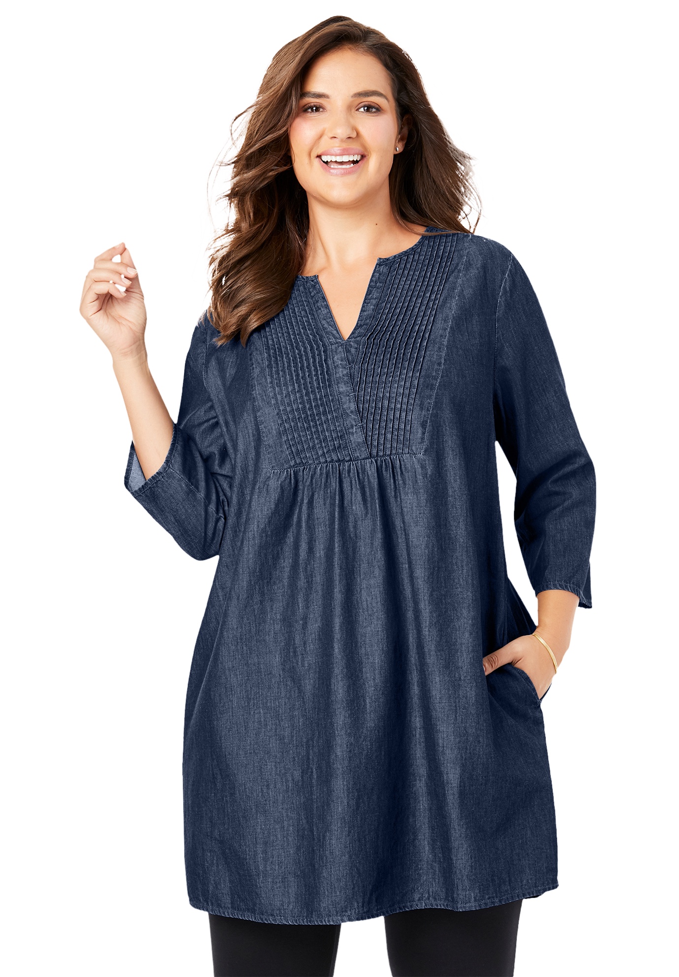 plus size denim tunic top