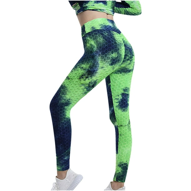 SUWHWEA Women Ribbed Crop Tank High Waist Shorts Yoga Outfits Sets Pans  Casual Tie Bubble Yoga Pants Leggings for Women Green XL 