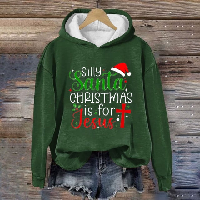 Aqestyerly Chandails de Noël à Manches Longues pour Femmes, Haut à Manches Longues à Col Rond Imprimé de Noël pour Femmes, Chandail Ample