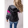 thumbnail image 1 of ABPHQTO Chaqueta de mujer con capucha y cremallera en los bolsillos color block de leopardo negro, 1 of 5