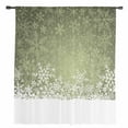 thumbnail image 2 of Sage Green Snowflakes Christmas Semi Sheer Curtains Drapes for Living Room,Bedroom,French Doors Window 96 Inches Long,Winter Xmas Snowflake Rod Pocket Chiffon Curtain Drapery Voile Draperies Panel, 2 of 6