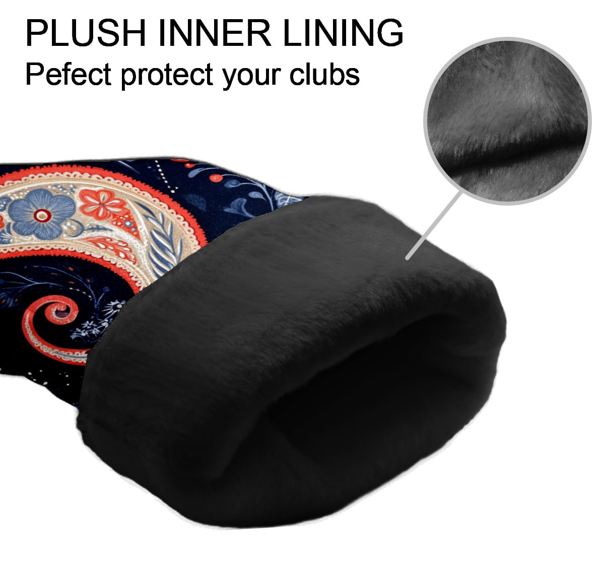 Golf Club Covers PU Leather Waterproof Head Covers for Fairway Woods Hybrids Paisley Pattern
