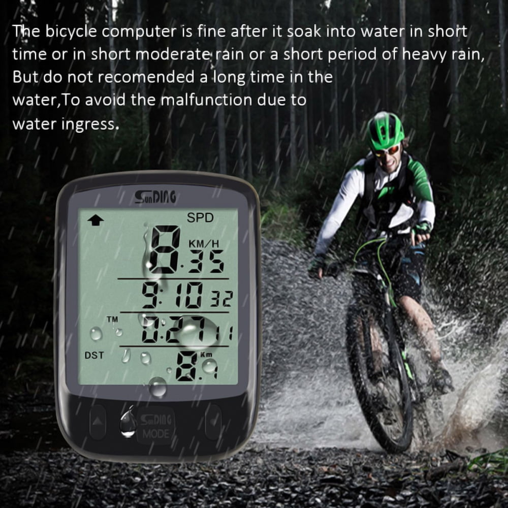 axGear Bike Speedometer Bicycle Speed Meter Digital Odometer Waterproof LCD Black Light Walmart
