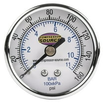0-160 PSI Air Pressure Gauge 1/4" NPT Center Back Mount CBM 2" Face