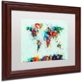 thumbnail image 2 of Trademark Fine Art "World Map Paint Splashes" Canvas Art by Michael Tompsett, White Matte, Wood Frame, 2 of 4