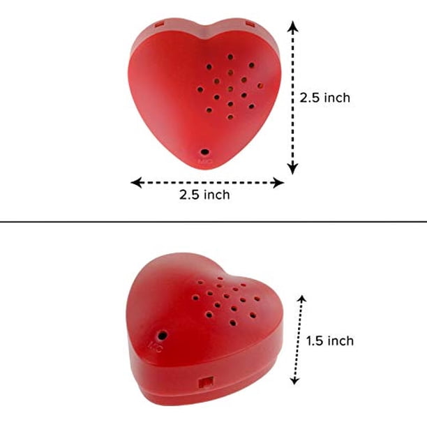 1 paquete, Inventiv 30 segundos Módulo de grabadora de sonido de voz para juguetes de lujo, corazón de peluche relleno animal corazón grabable, grabar mensajes personalizados (rojo)