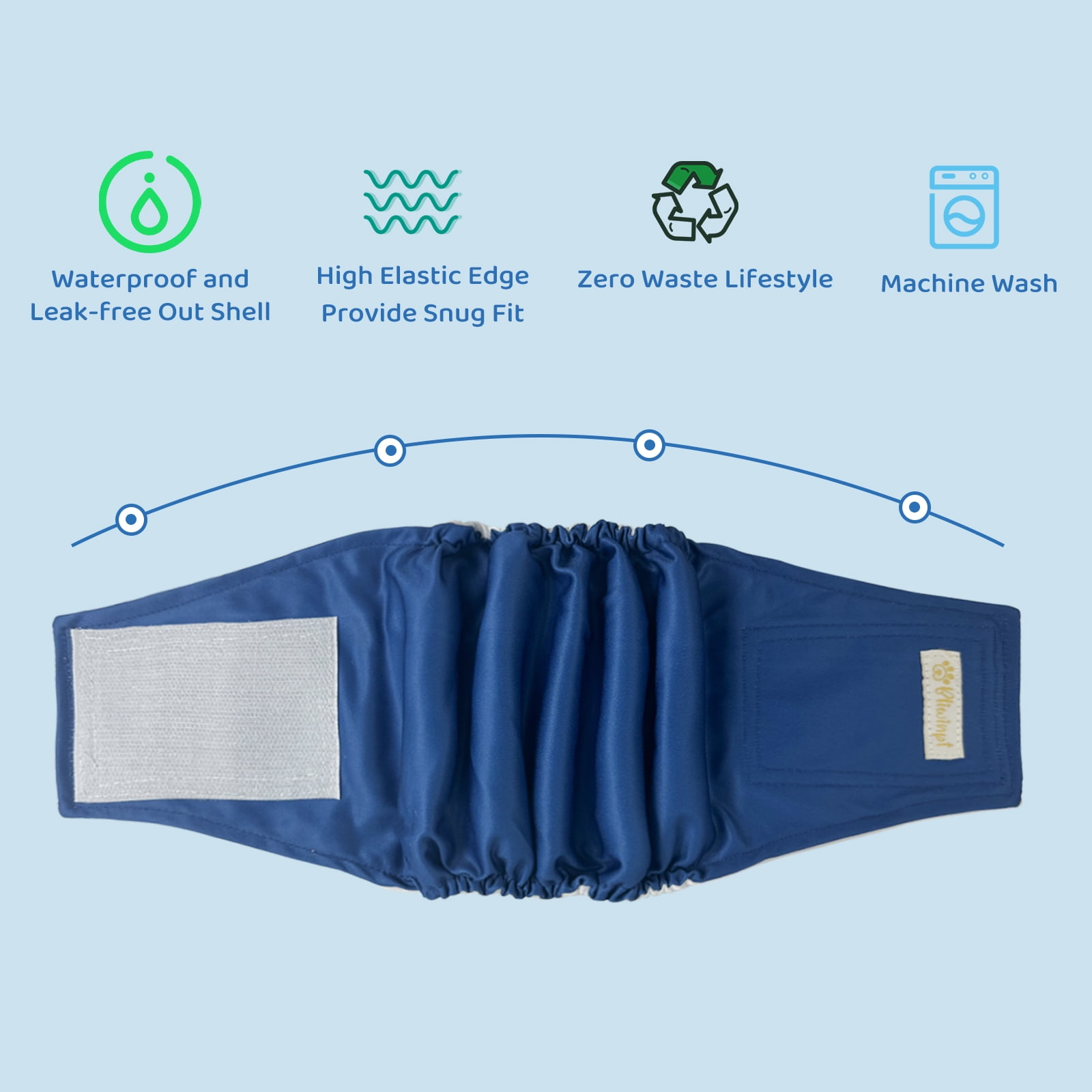 BLIWINPT Reusable Male Dog Diapers Premium Wrap Diapers for Male Dogs Washable Male Dog Belly Band Natural color 5packs (L, 14” - 18” Waist)
