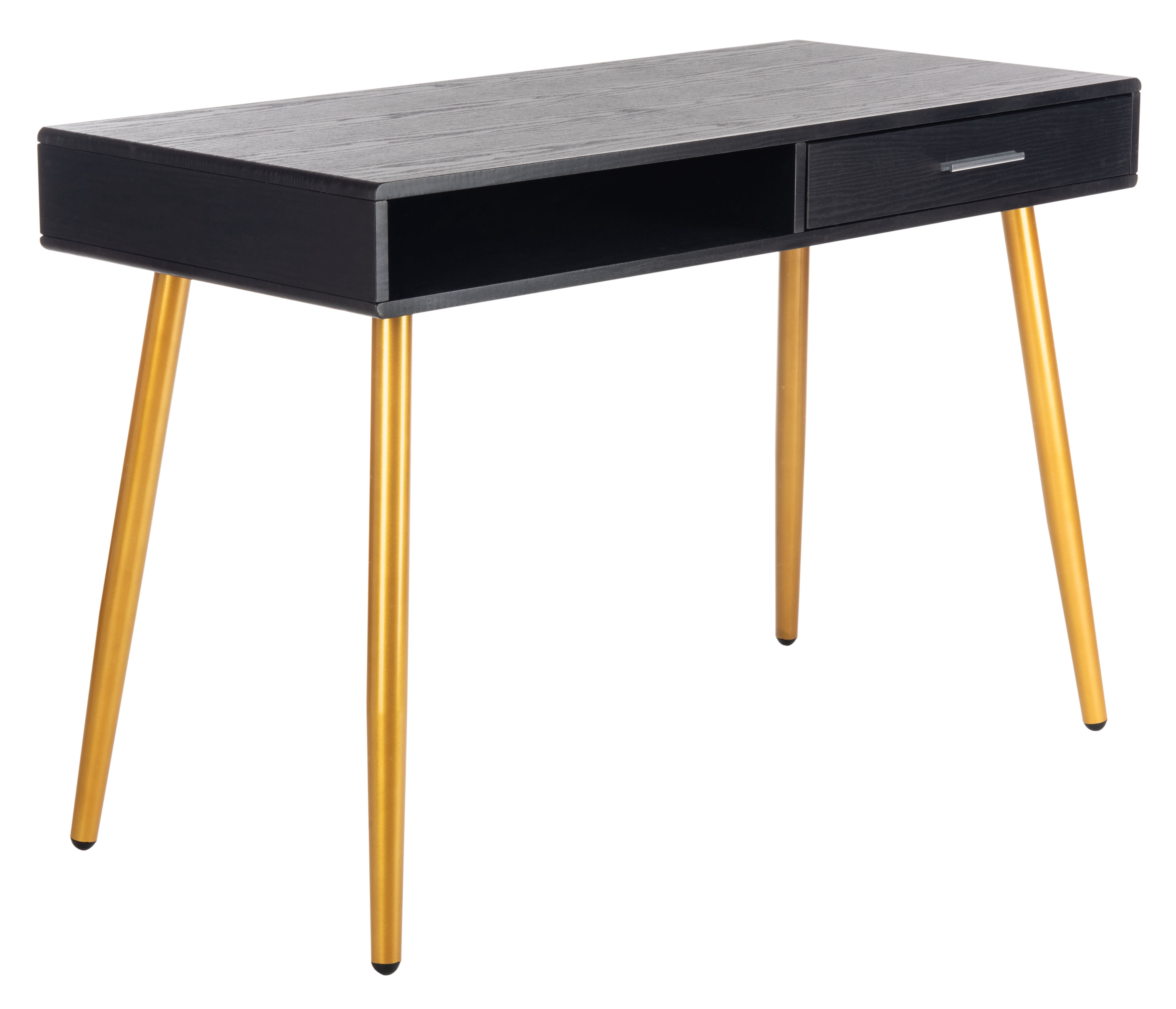 SAFAVIEH Jorja Contemporary Black/Gold 1-Drawer Writing Desk (43.3 in. W x 19.7 in. D x 29.7 in. H)
