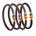 thumbnail image 2 of Leather Braided Rainbow Bangle Bracelet S01, 2 of 3
