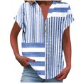 thumbnail image 3 of Verano Tops para Mujeres Casual Impreso Manga Corta Botón Inicio V-Cuello Camiseta Blusas, 3 of 6