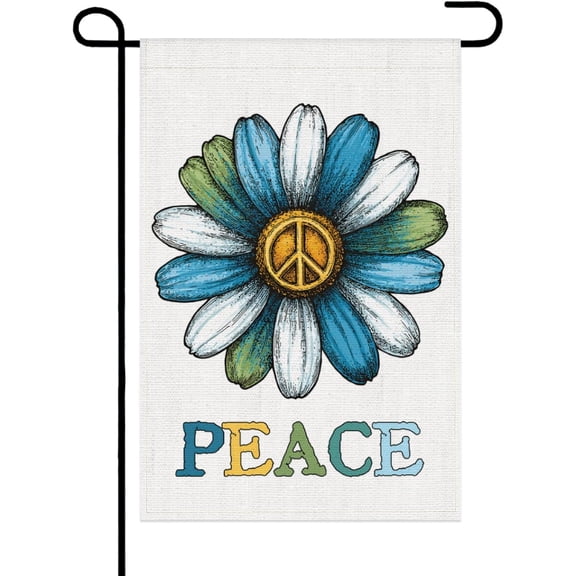 Peace Flower Garden Flag 12x18 Inch Floral Double Sided Flags for Outside Farmhouse Yard Outdoor Decoration