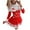 Red, variant on AOOCHASLIY Women Casual Dress Christmas Printed O-Neck Pleated Skirt Long Sleeve Dress