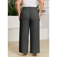 thumbnail image 6 of SHEWIN Womens Plus Size Pants Wide Leg Pants Palazzo Drawstring Elastic Waist Lounge Pants Spring Summer Lightweight with Pockets Gray 1X, 6 of 11