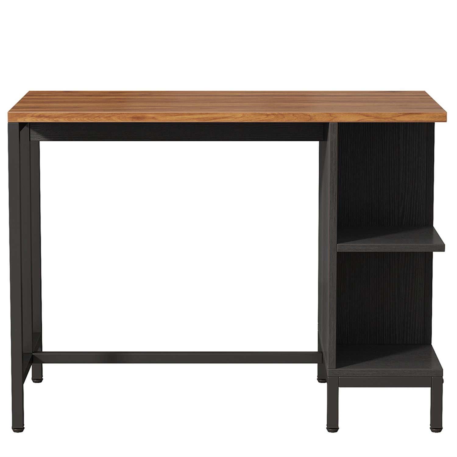 Demi Bonn 43" Kitchen Island with Storage, 5 Open Spice Rack Shelf Breakfast Bar Counter Table for Home, Dining Room, Brown