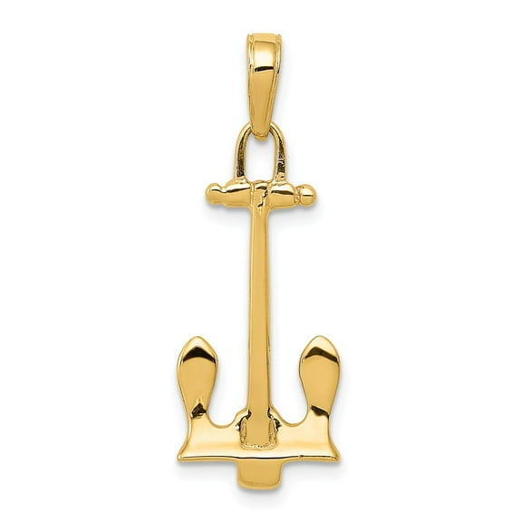 14k Yellow Gold Navy Anchor Pendant
