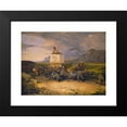 thumbnail image 2 of Friedrich von Nerly 14x11 Black Modern Framed Museum Art Print Titled - Buffaloes Dragging a Block of Marble (1831-1844), 2 of 5
