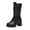 Black, variant on jovati Womens Leather Non-slip Slip-On Round Toe Low-heeled Shoes Western Cowboy Boots
