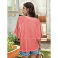 thumbnail image 3 of Women's Summer Tops Casual Crew Neck Blouse Batwing Basic Half Sleeve Loose Fit Cute Flowy Shirts, 3 of 4
