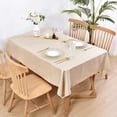 thumbnail image 2 of Faux Linen Rectangle Tablecloth Heavy Duty Wrinkle Resistant Fabric Table Cloths 60 x 102 Inch Beige Farmhouse Oblong Table Cover for Kitchen Dining Indoor Outdoor Tabletop Decoration, 2 of 6