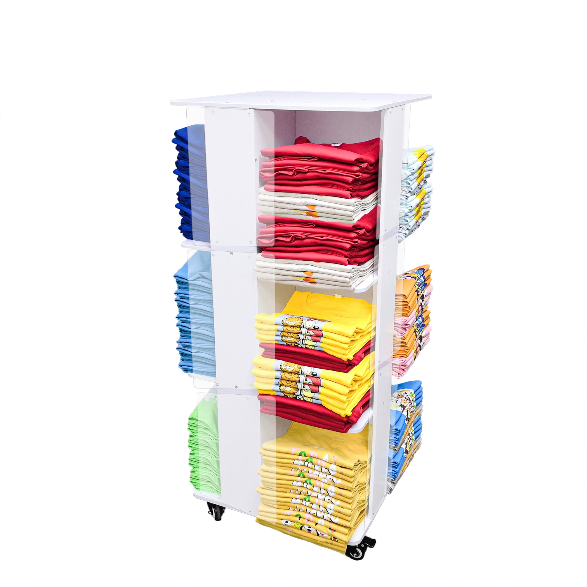 FixtureDisplays® T-Shirt Floor Stand Jeans Pants Gifware Display Shelves  Retail Store Merchandiser Roll Spin 20 X 20 X 45" with Clear Holders  21004+21005-24PK-NF - Walmart.com