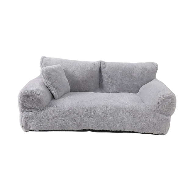Cama para perros, sofá para mascotas, tumbona, felpa, versátil, cómoda, base antideslizante para todas gris claro
