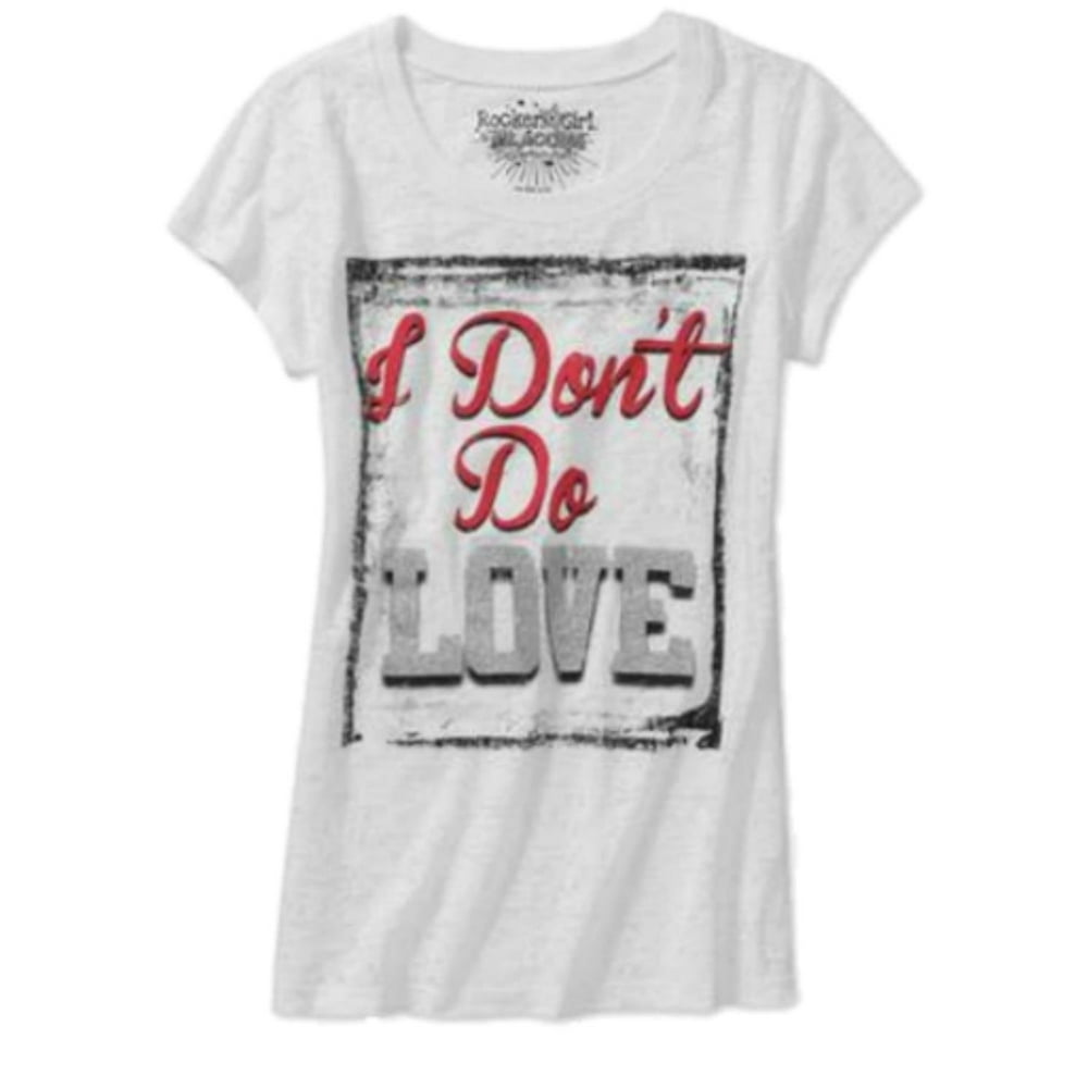 Rocker Girl Rocker Girl Junior Womens White Glitter I don't Do Love T