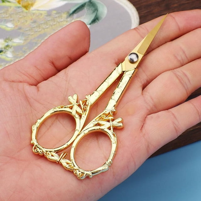 1Pc Stainless Steel Scissors Embroidery Sewing Scissors for Needlework Craft Golden 120x50mm