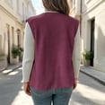 thumbnail image 5 of Women's Cozy Fleece Sleeveless Vest V Neck Open Front Loose Fit Plush Waistcoat Casual Fall Winter Warm Layering Gilet Outerwear Wine, 5 of 5