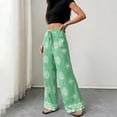 thumbnail image 4 of DeHolifer Boho Pants for Women Floral High Waisted Wide Leg Palazzo Pants Summer Trendy Casual Lounge Pants Women Vacation Green L, 4 of 6