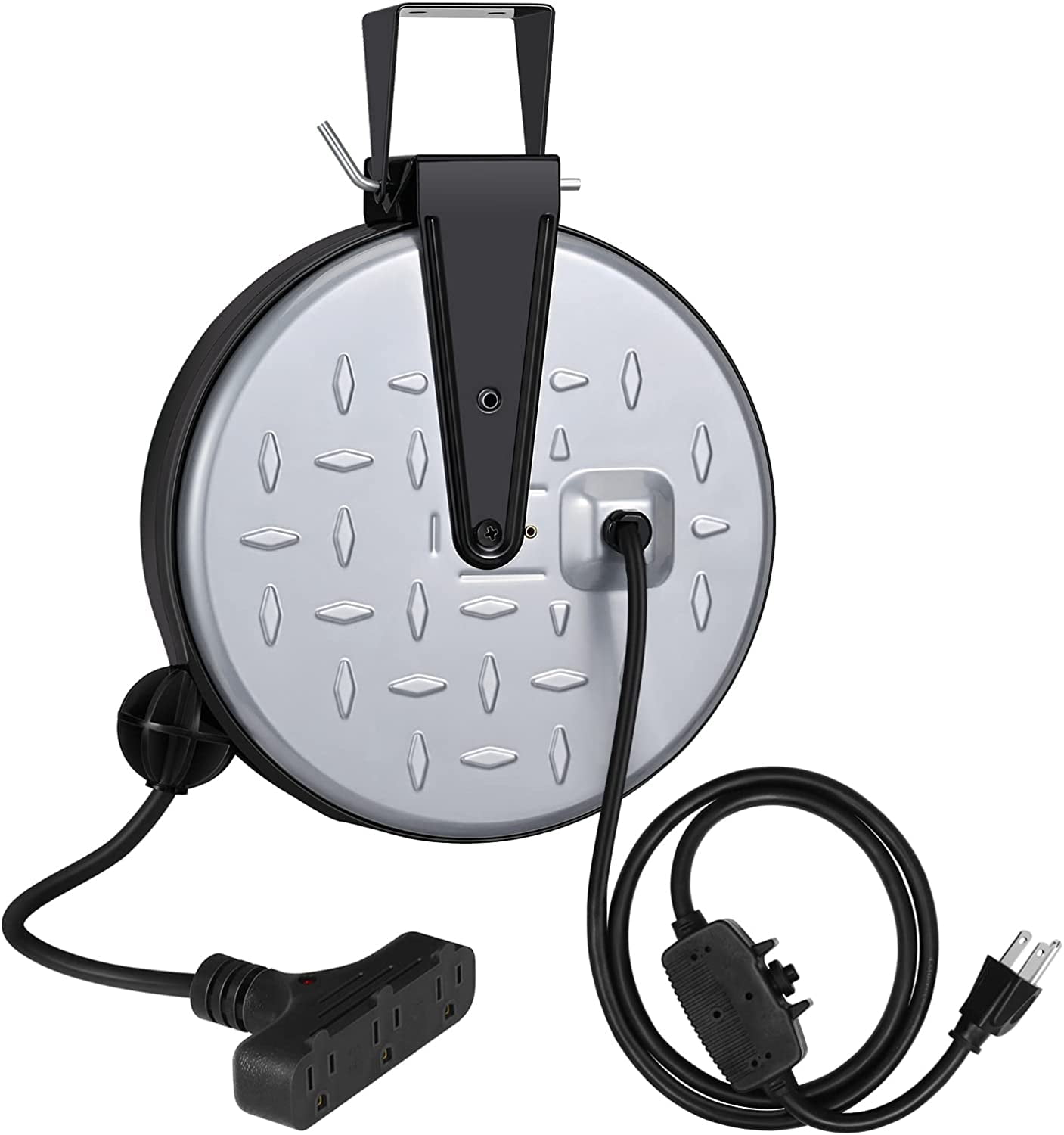 LWLIUANG 30 Ft Retractable Extension Cord Reel, Ceiling/Wall Mount 16/3 Gauge SJTW Power Cord