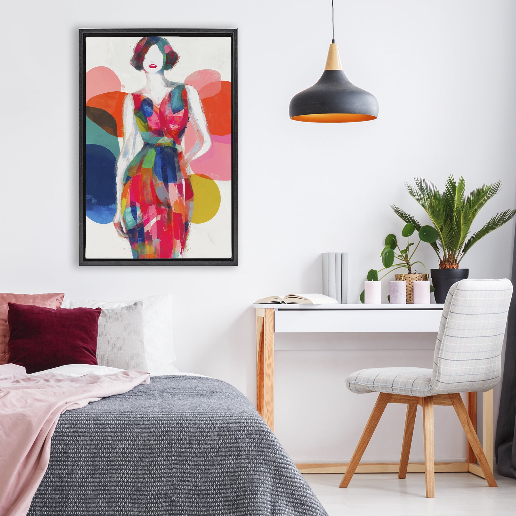 Stupell Industries Deco Fashion Woman Black Framed Floater Canvas Wall Art, design by Chromatic Storm Studio