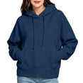 thumbnail image 6 of Dgankt Women's Oversized Cropped Hooded Pullover Sweatshirt Long Sleeve Drop Shoulder with Kangaroo Pocket, 6 of 9