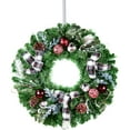 thumbnail image 5 of Artificial Wreath with Door Hanger - Silver & Red Ornaments with Farmhouse Ribbon, 5 of 7
