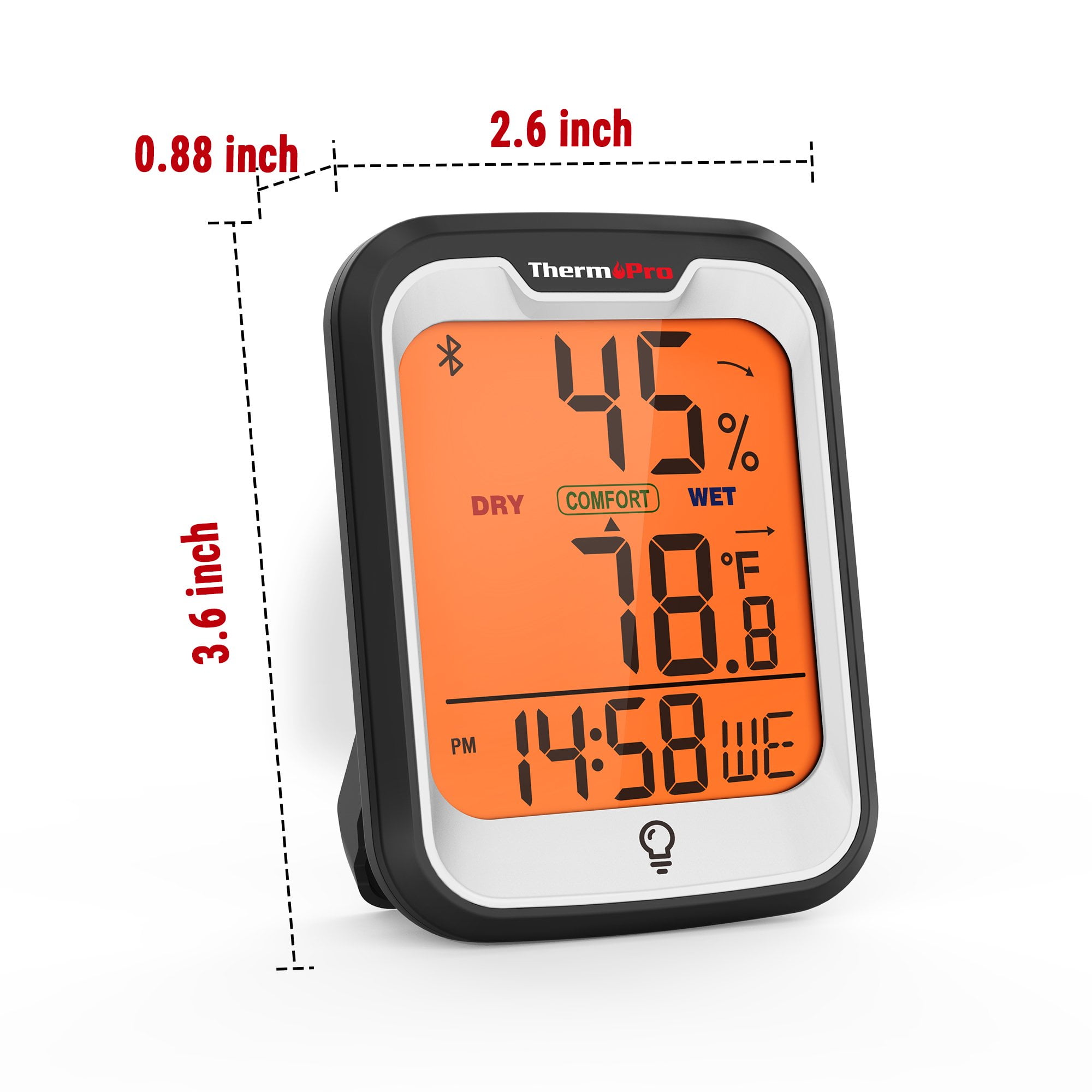ThermoPro TP358W Bluetooth Indoor Thermometer Hygrometer for Home with 260FT Range