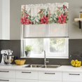 thumbnail image 4 of Christmas Poinsettia Curtain Valances for Windows, Kitchen Valance Window Treatments Panel 2 Pack, Xmas Birds Berries Eucalyptus Botanical Rod Pocket Short Curtains for Bathroom Bedroom 54 x 18 Inch, 4 of 8