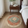 thumbnail image 2 of Wonnitar Boho Tribal Round Rug 3' Washable Area Rug, Non Slip Ultra Soft Vintage Circle Carpet for Living Room Bedroom Kitchen Office Laundry Room, Red, 2 of 8