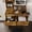 AntiqueBrown, variant on Teqhome Lighted Mirror Power Station Makeup Vanity Desk Set with 3 Drawers 3 Open Shelves 3 Cubbies Stool for Bedroom Dressing Room (Brown)