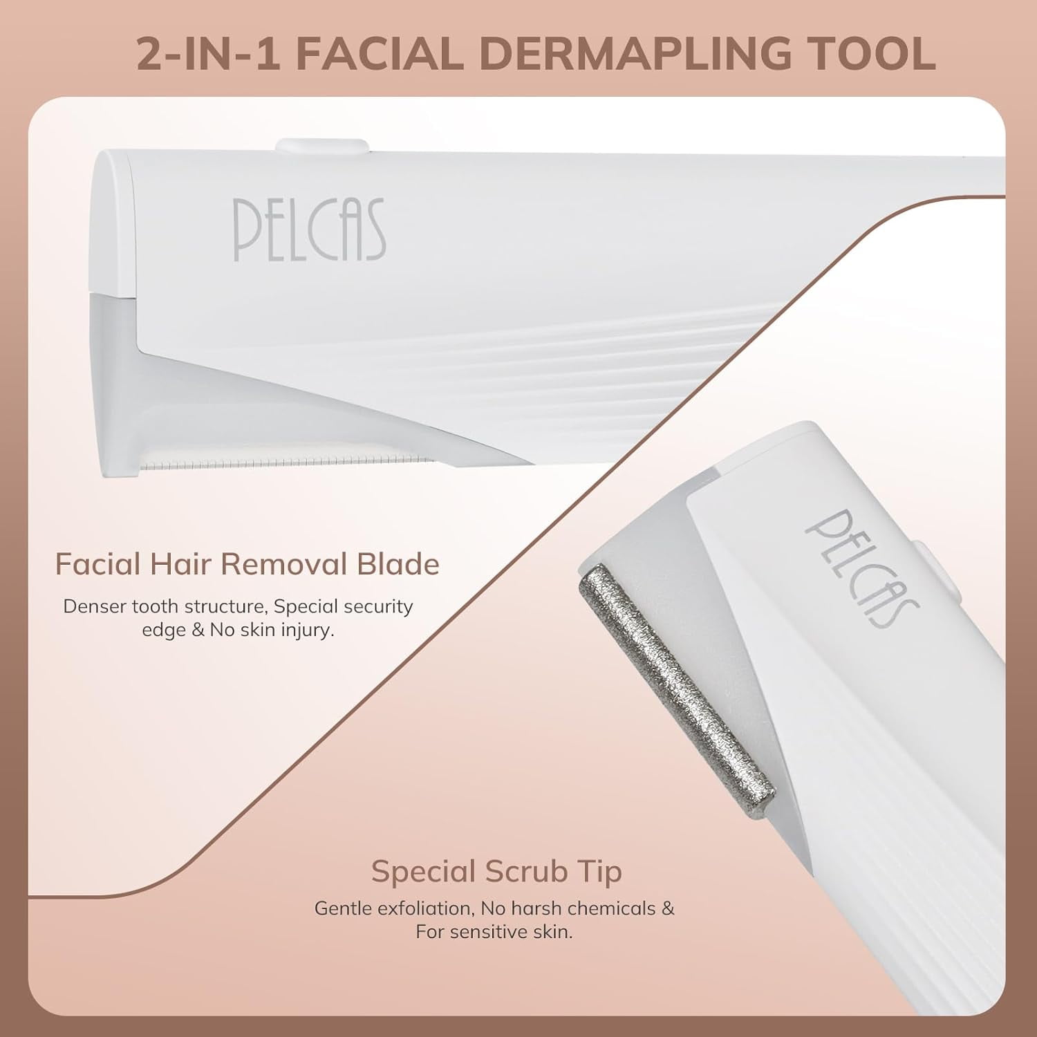 Electric Dermaplaning Tool for Face with LED Light, Mini Facial Dermaplaning Razor Kit, Painless 3 Speeds Facial Peach Fuzz & Hair Removal At Home for Women with 6 Blades Off White