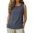 thumbnail image 4 of yillto Cotton Linen Tank for Womens Sleeveless Round Neck Loose Tops Crop Casual Summer Shirts Tanks, 4 of 5
