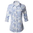 thumbnail image 1 of FashionOutfit Women's Casual Floral Print Roll Up Sleeves Button Down Shirt Top, 1 of 5