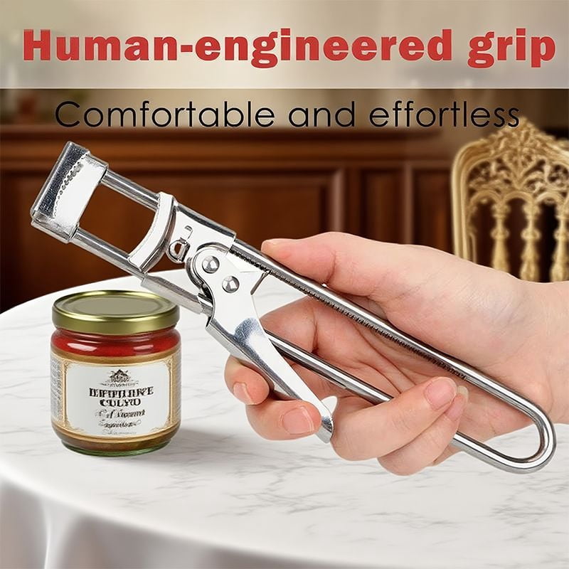Ergonomic Adjustable Stainless Steel Jar & Can Opener Arthritis-Friendly Heavy Duty Kitchen Tool