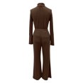 thumbnail image 5 of Women's Autumn/Winter Two-Piece Set: High Neck Long Sleeve Knit Sweater Top + Wide Leg Lounge Pants – Stylish, Elegant & Comfy Casual Airport Outfit, 5 of 5
