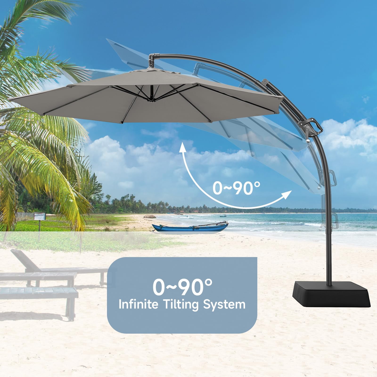 ONBRILL Outdoor Patio Umbrella with Base, 240G/M2 fabric, 10 FT Sun Shade Umbrella for Deck, Pool