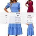 thumbnail image 3 of Eawtki Women's Round Neck Short Sleeve Maxi Dress Tiered Ruffle Hem Textured Fabric Casual Summer Dress, 3 of 6