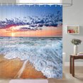 thumbnail image 2 of Ocean Shower Curtain Sand Beach Waves Sunrise Lanikai Theme Colorful Offshore Pacific Scenry Pattern Waterproof Fabric Bathroom Decor Set 72x72 Inch Plastic Hooks 12 Pcs Blue, 2 of 5