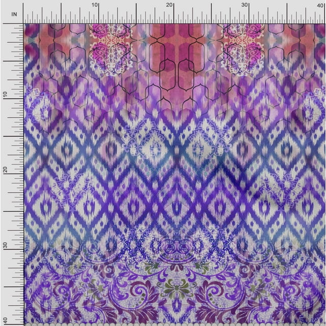 Soimoi Modal Satin Fabric Ikat Panel Fabric Prints by Yard 42 Inch Wide