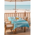 thumbnail image 2 of Outdoor Tablecloth with Umbrella Hole for Patio/Picnic/Party/Camping, Teal Blue Ombre Waterproof Table Cloth Rectangle Table Cover Washable, Modern Abstract Art Oil Painting (60"x 84"), 2 of 9