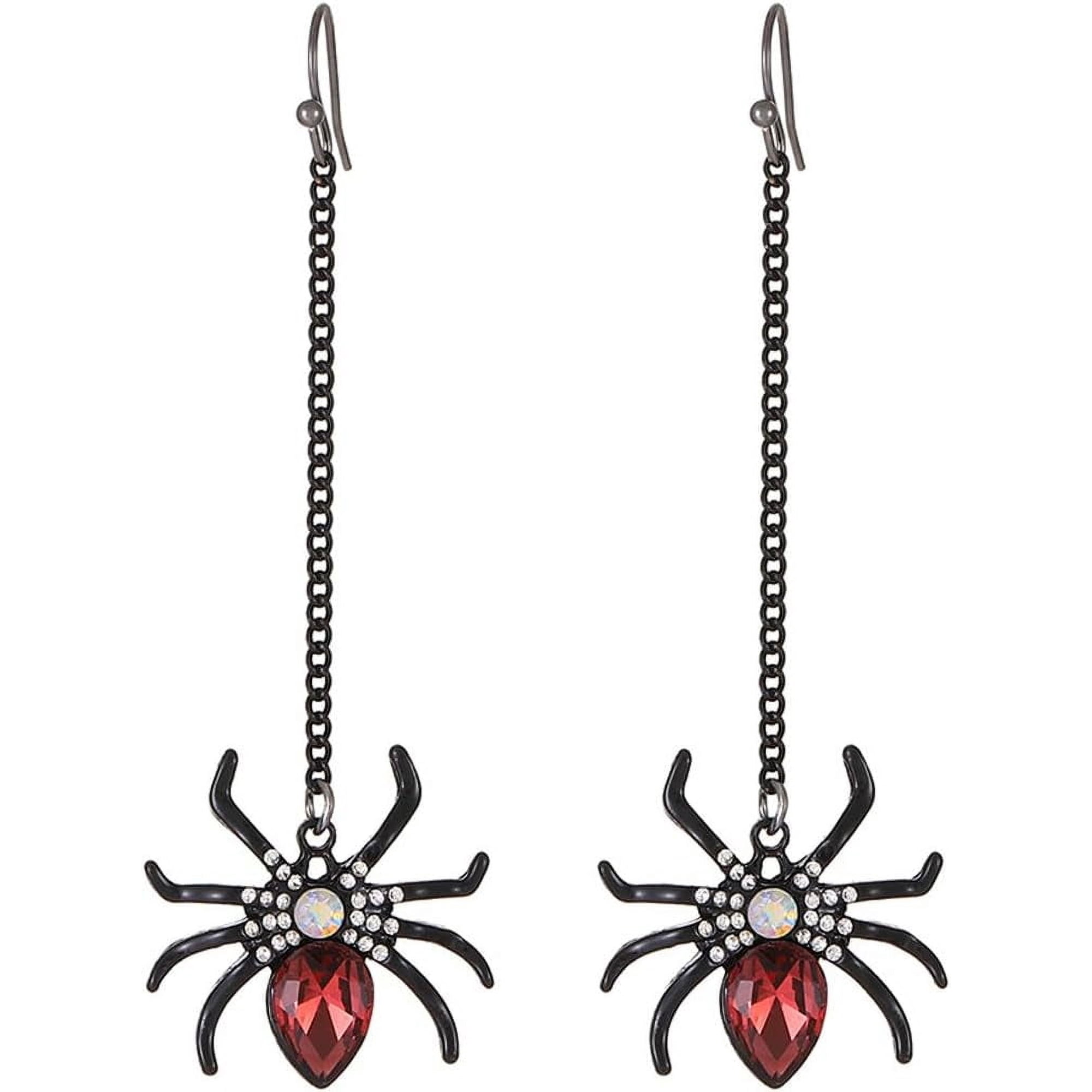 Halloween Black Bat Dangle Earrings - Boo and Cute Pumpkin Statement Spider Spooky Earrings - Fun Holiday Scary Decorations Party Jewelry for Women