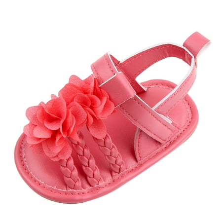 Xijirk Baby Walking Soft Sandals for Babies Lightweight Rubber Flat Shoes with Bow Trend for Boys Girls Comfortable Summer Footwear,Red,0-6 Months