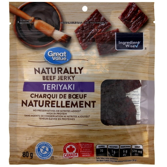 Charqui de bœuf teriyaki Naturellement Great Value 80 g